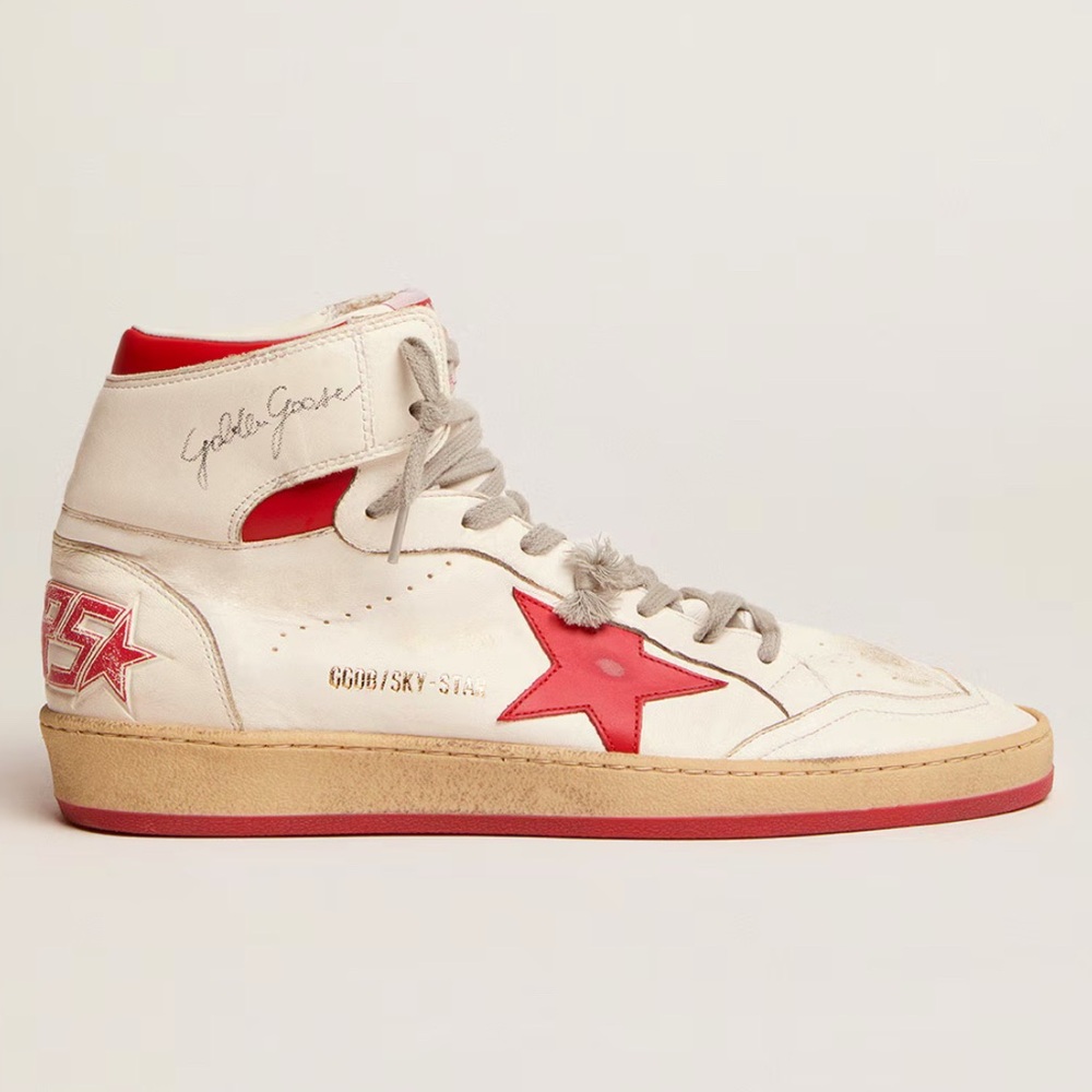 Golden Goose Men's Sky-Star with signature on the ankle and red inserts